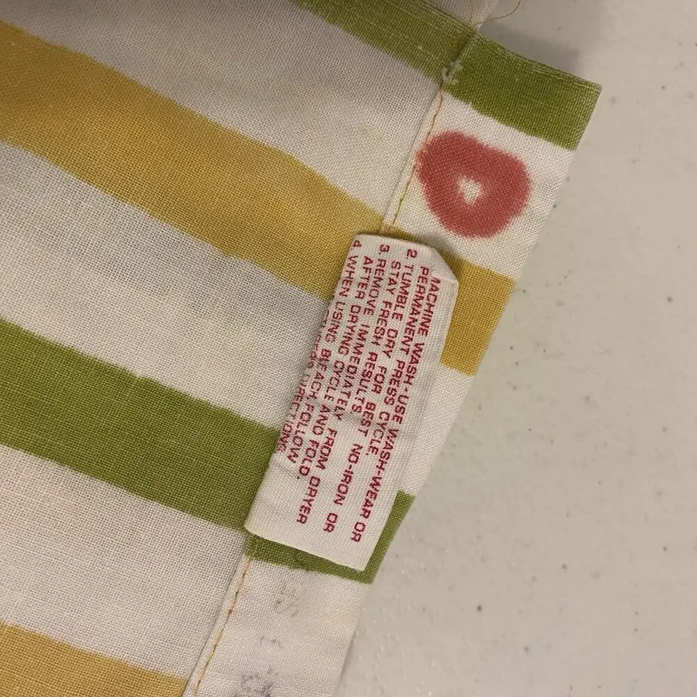 VTG Cotton Blend Full Size Flat Sheet Strips Cottagecore Home Collection 80x90”